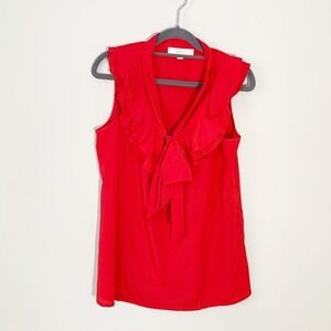 5/$25 LOFT lightweight flowy red sleeveless fitted bow detail tank top - Medium